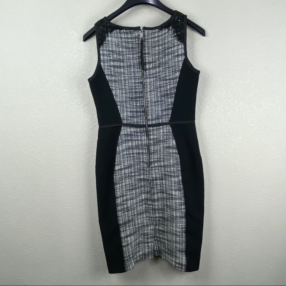 Loft tweed and lace mix media sleeveless dress